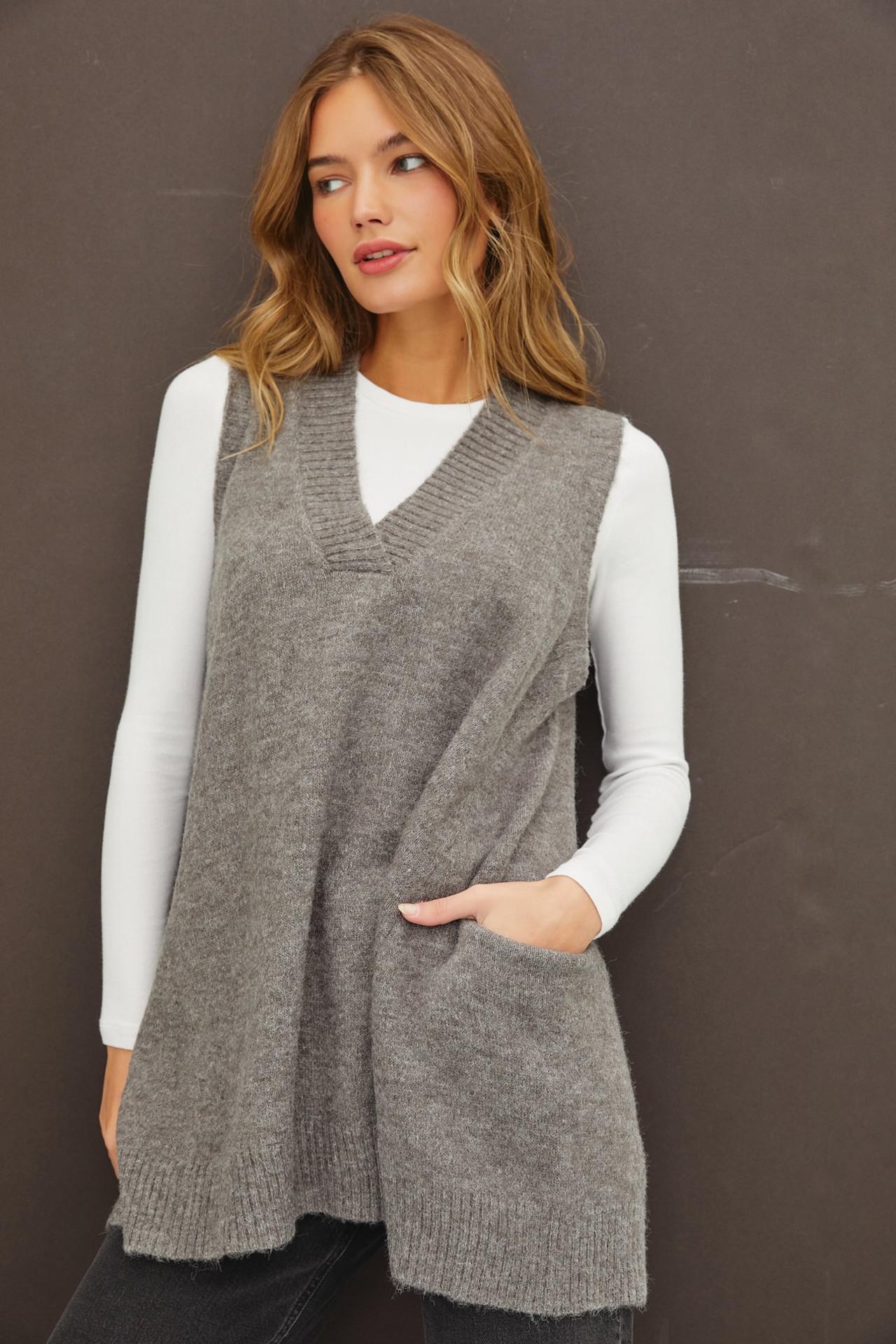 Charcoal Oversized Sweater Vest Tunic Salt Clothing Co