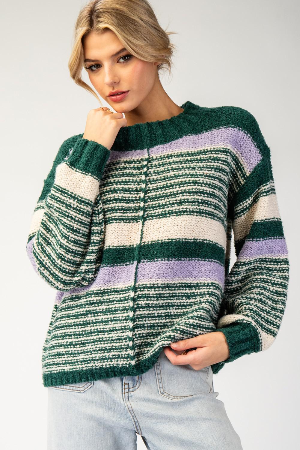 Juniper Green Striped Sweater