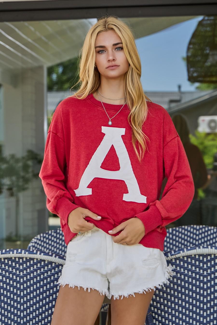 Washed Dark Red "A" Sweatshirt