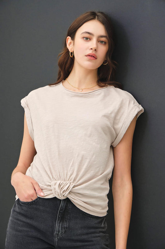 Khaki Knotted Tee