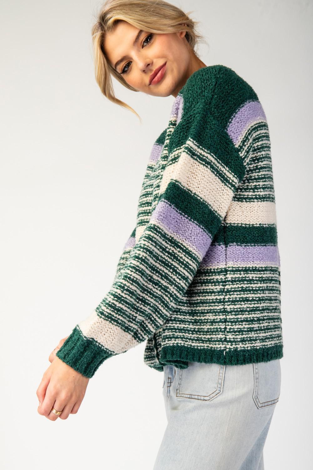 Juniper Green Striped Sweater