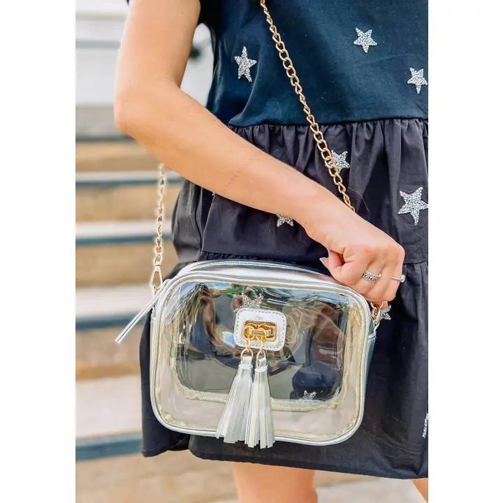 Platinum Addison Clear Crossbody