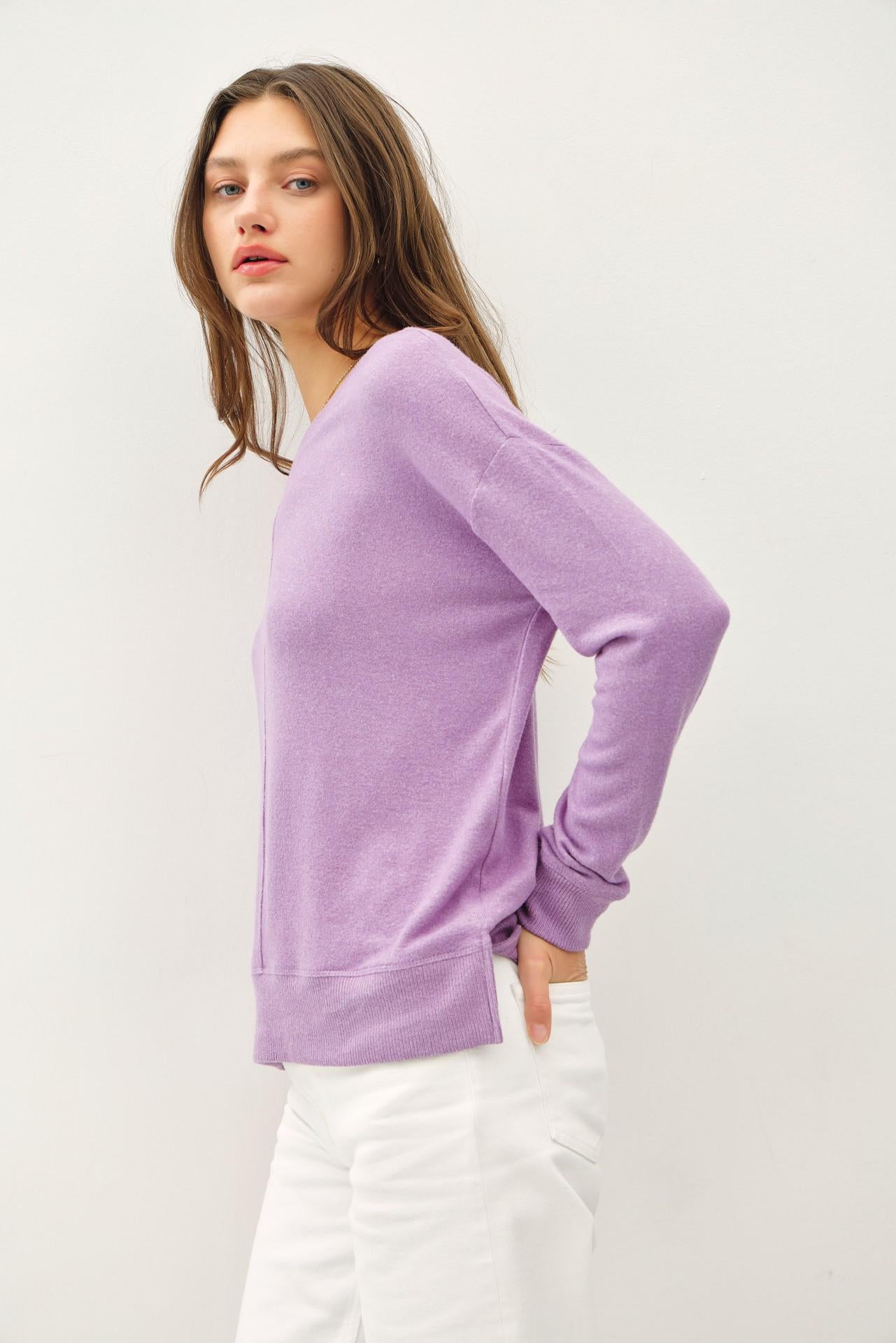 Grape Round Neck Knit Top