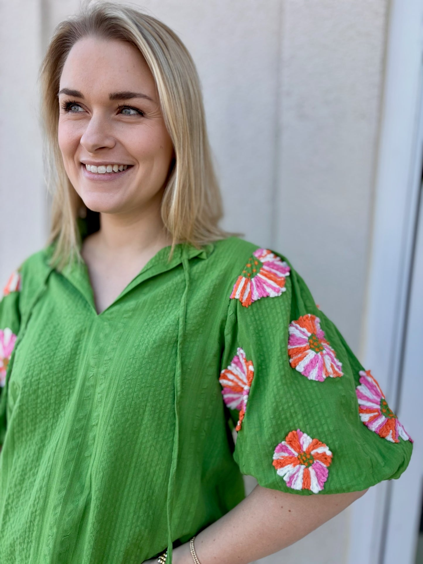 Green Hand Embroidered Top