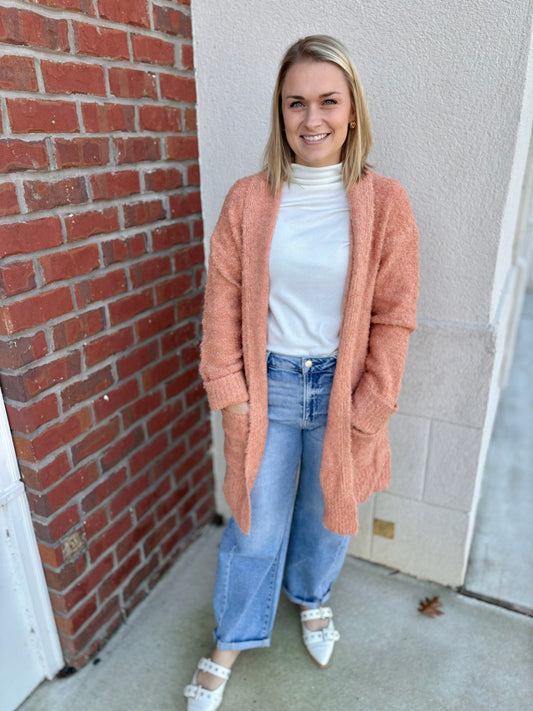 Sunkissed Orange Fuzzy Cardigan