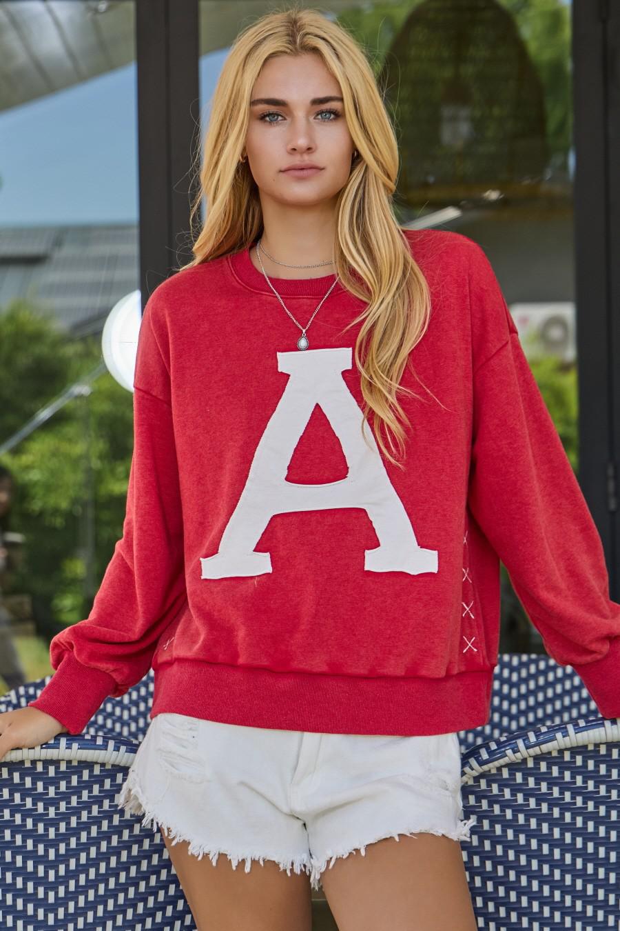 Washed Dark Red "A" Sweatshirt