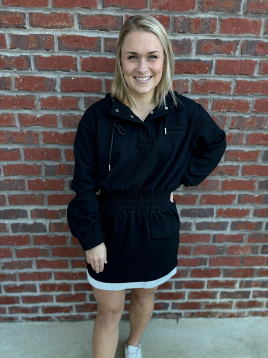 Black Terry Hood Mini Dress