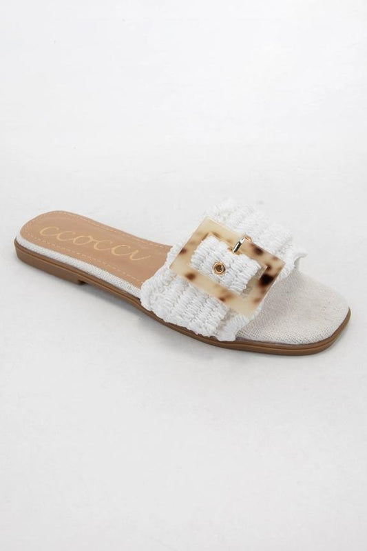 Leslie White Slide Sandal