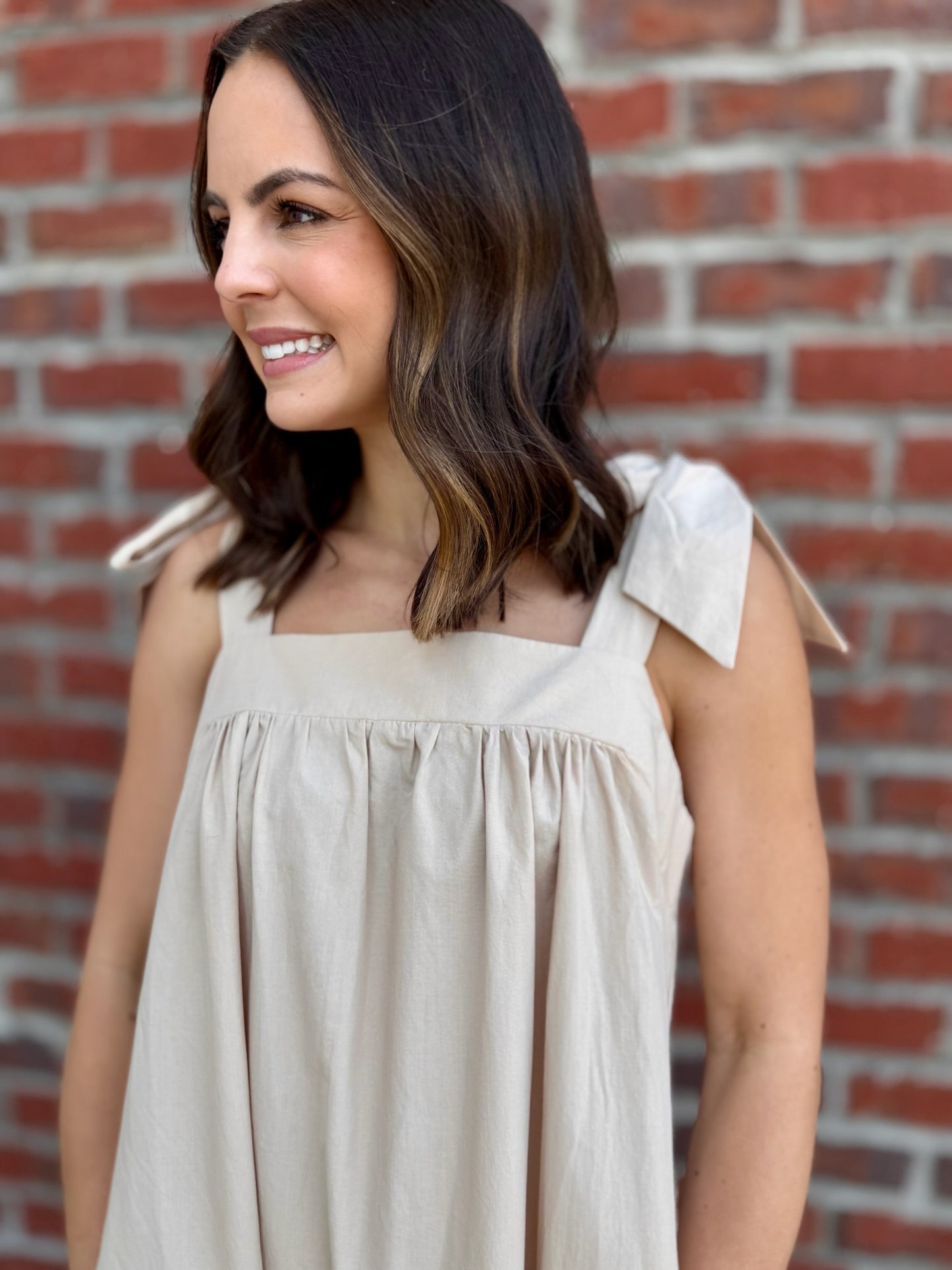 Khaki Cotton Poplin Maxi Dress