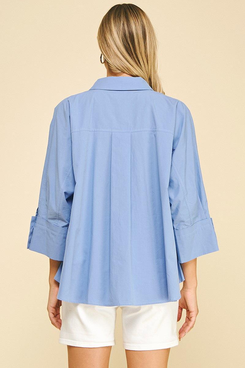 Blue Comfy Button Down Shirt