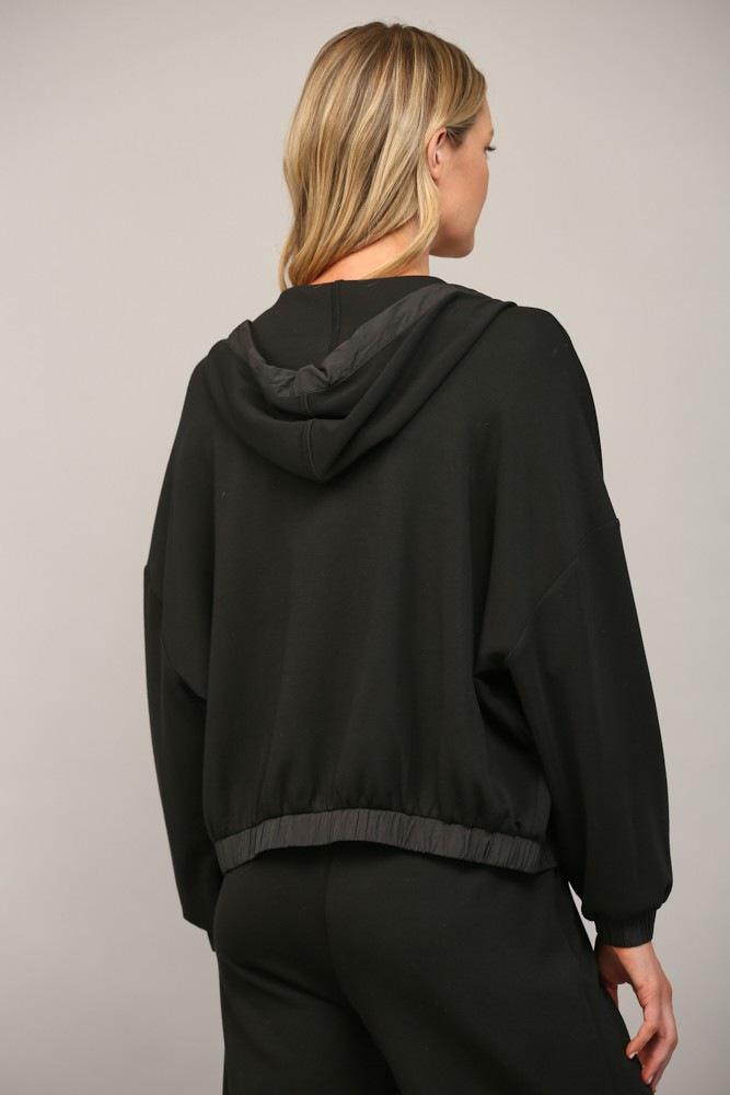 Black Modal Zip Hoodie Sweatshirt