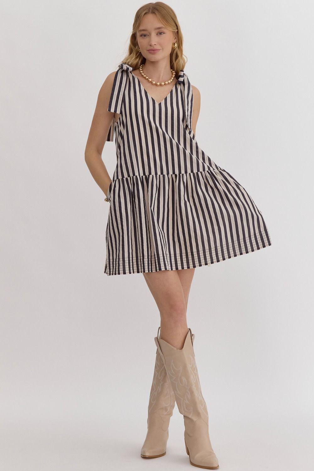 Black Striped Mini with Pockets