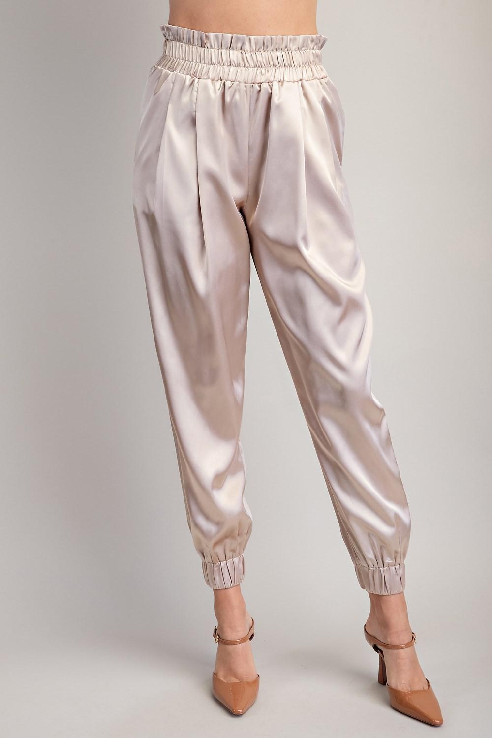 Champagne Pleated Cargo Joggers