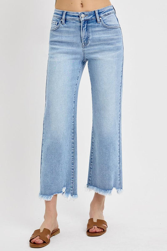 Light Mid Rise Crop Straight Jean