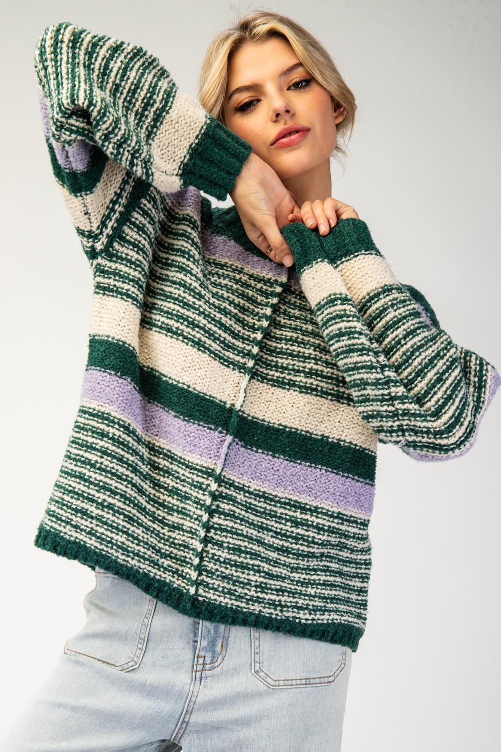 Juniper Green Striped Sweater