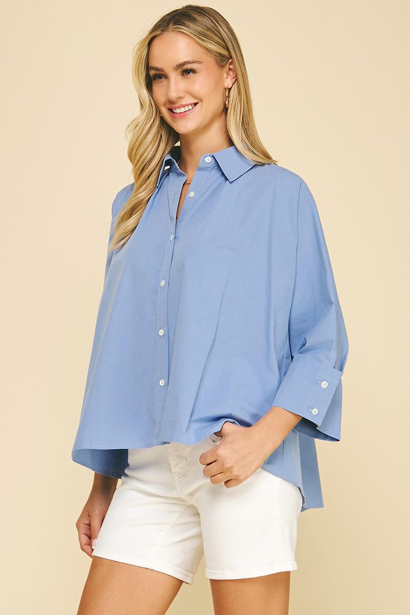 Blue Comfy Button Down Shirt