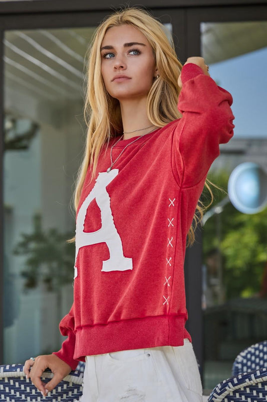 Washed Dark Red "A" Sweatshirt