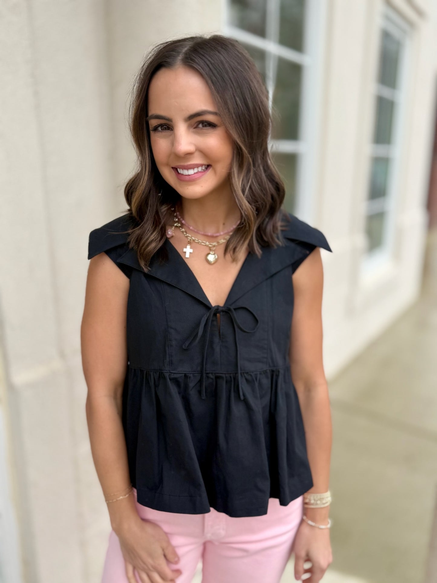 Black Sleeveless Peplum top