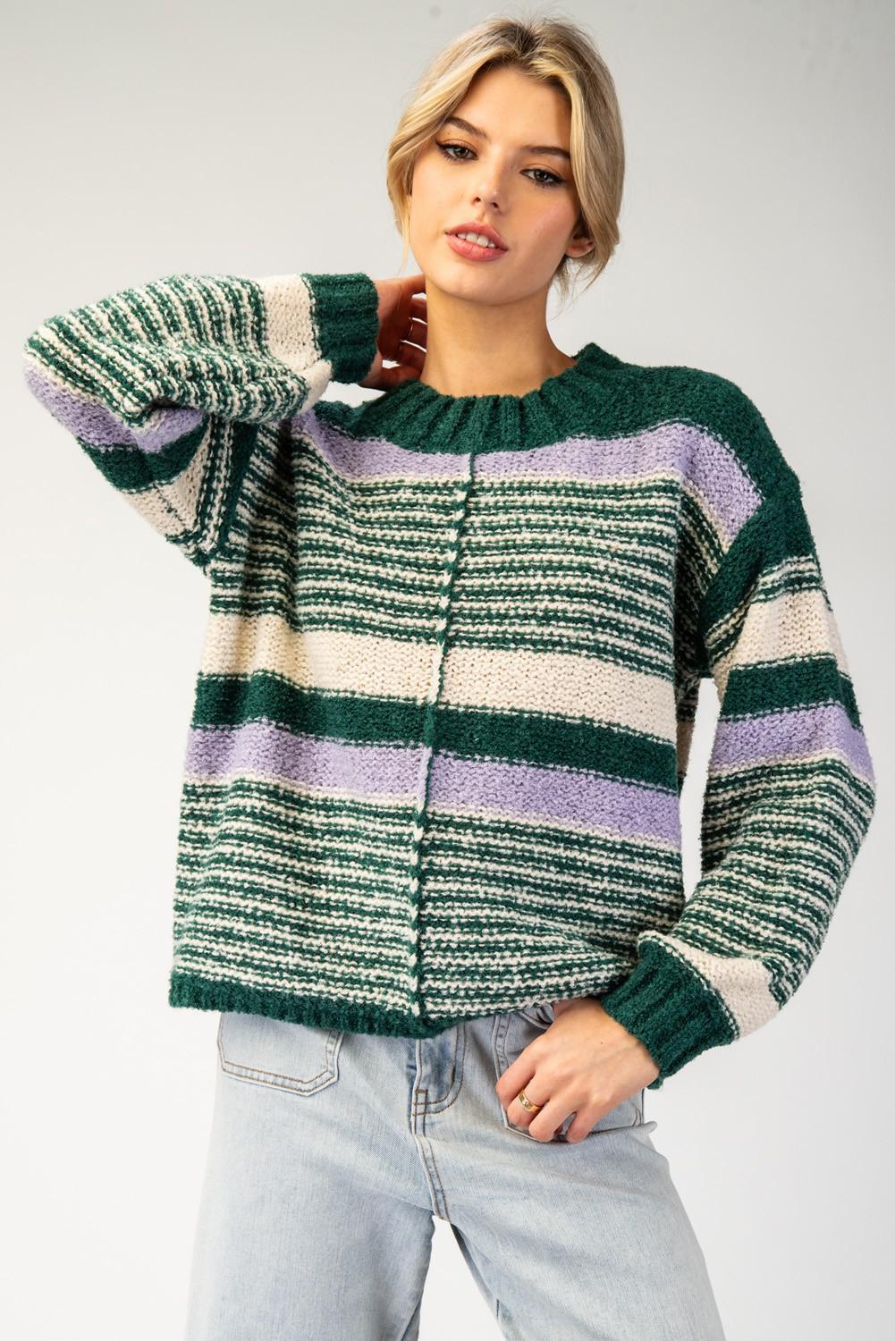 Juniper Green Striped Sweater