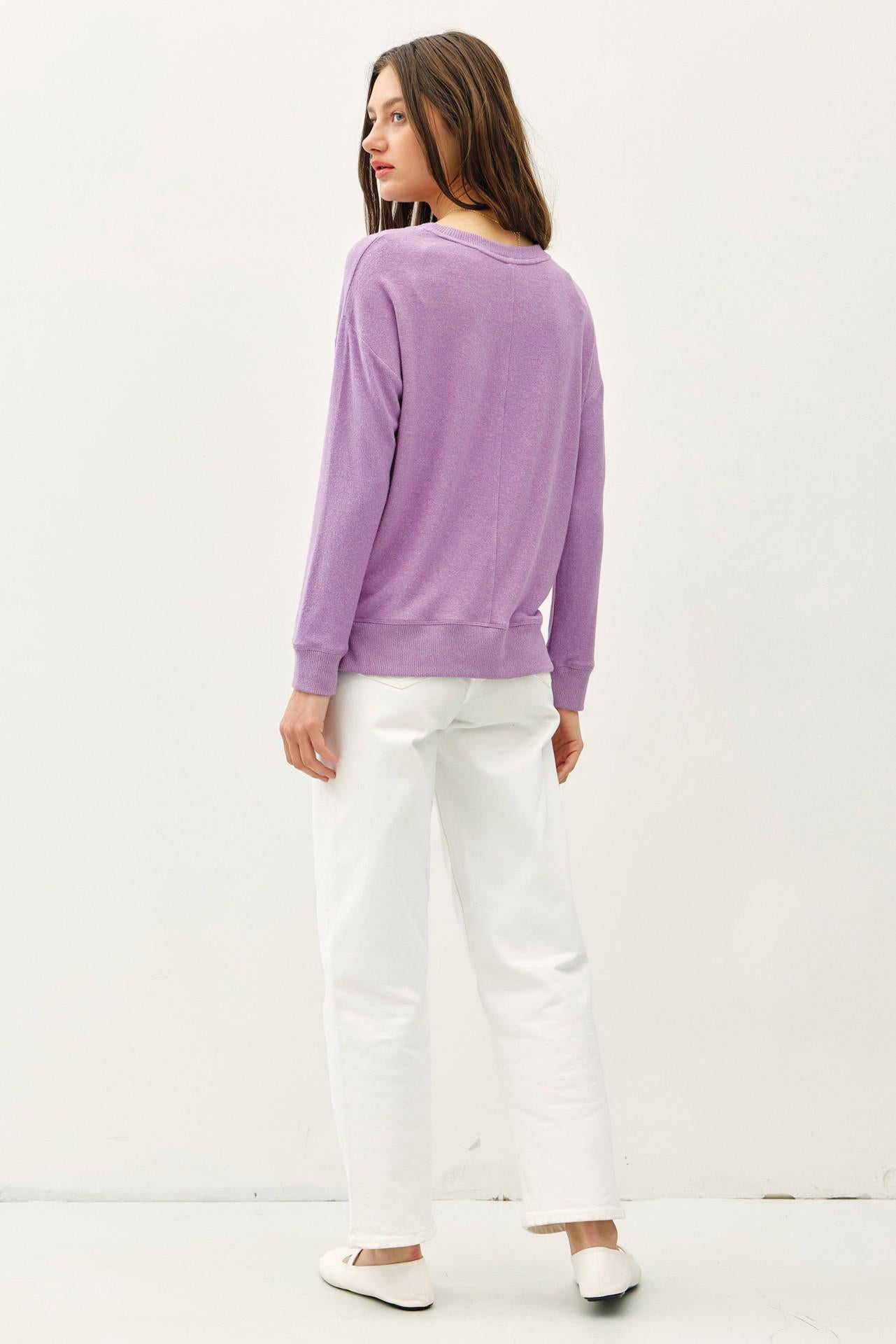 Grape Round Neck Knit Top