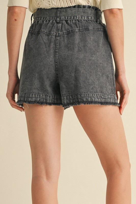 Black Denim Tie shorts