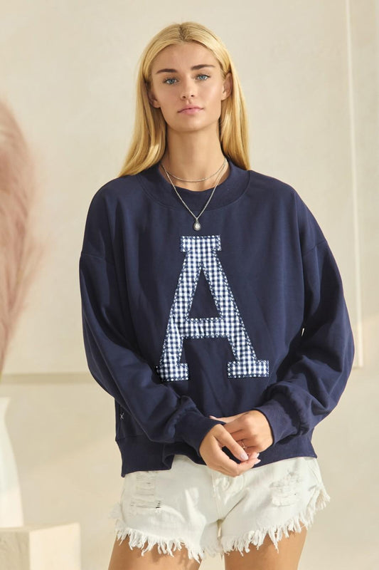 Navy and White "A" Gameday Sweatshirt