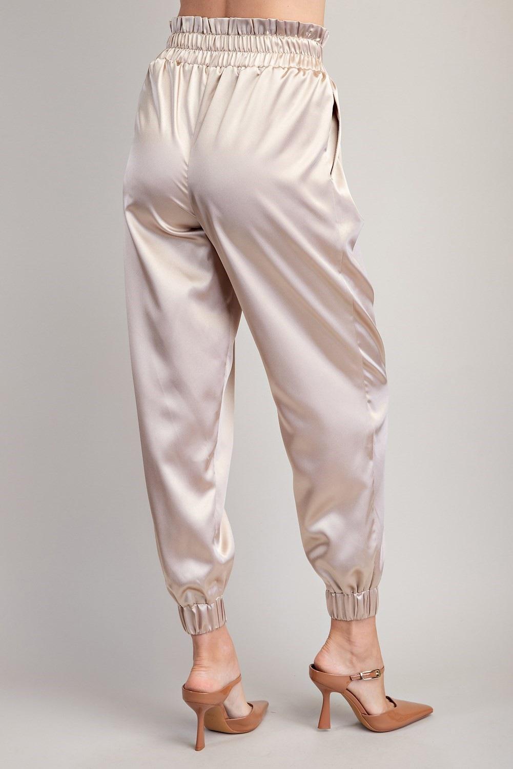 Champagne Pleated Cargo Joggers