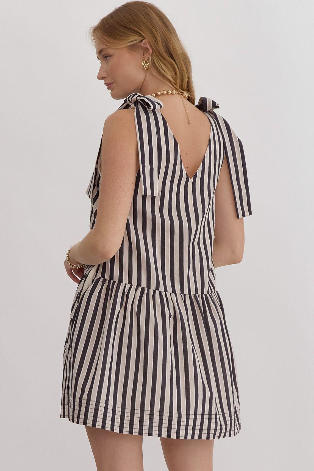 Black Striped Mini with Pockets