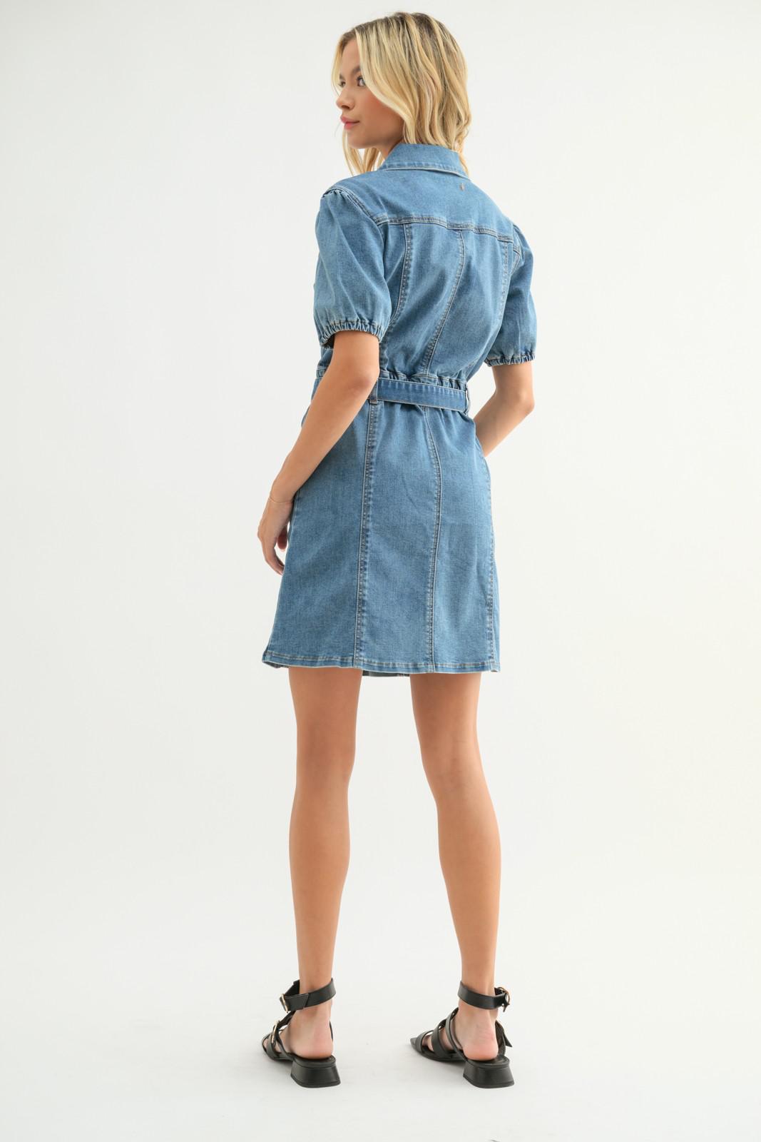 Denim Belted Mini Dress