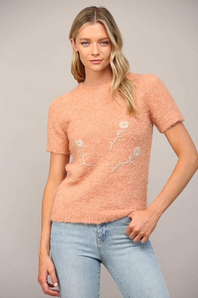 Sherbet Orange Embroidered Sweater