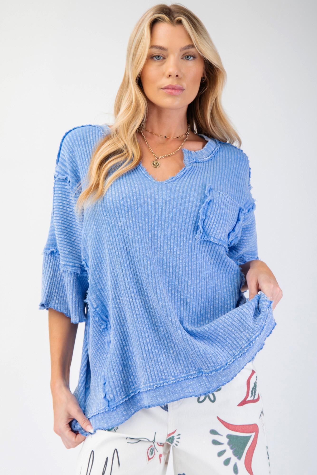 Peri Blue Thermal Knit Top