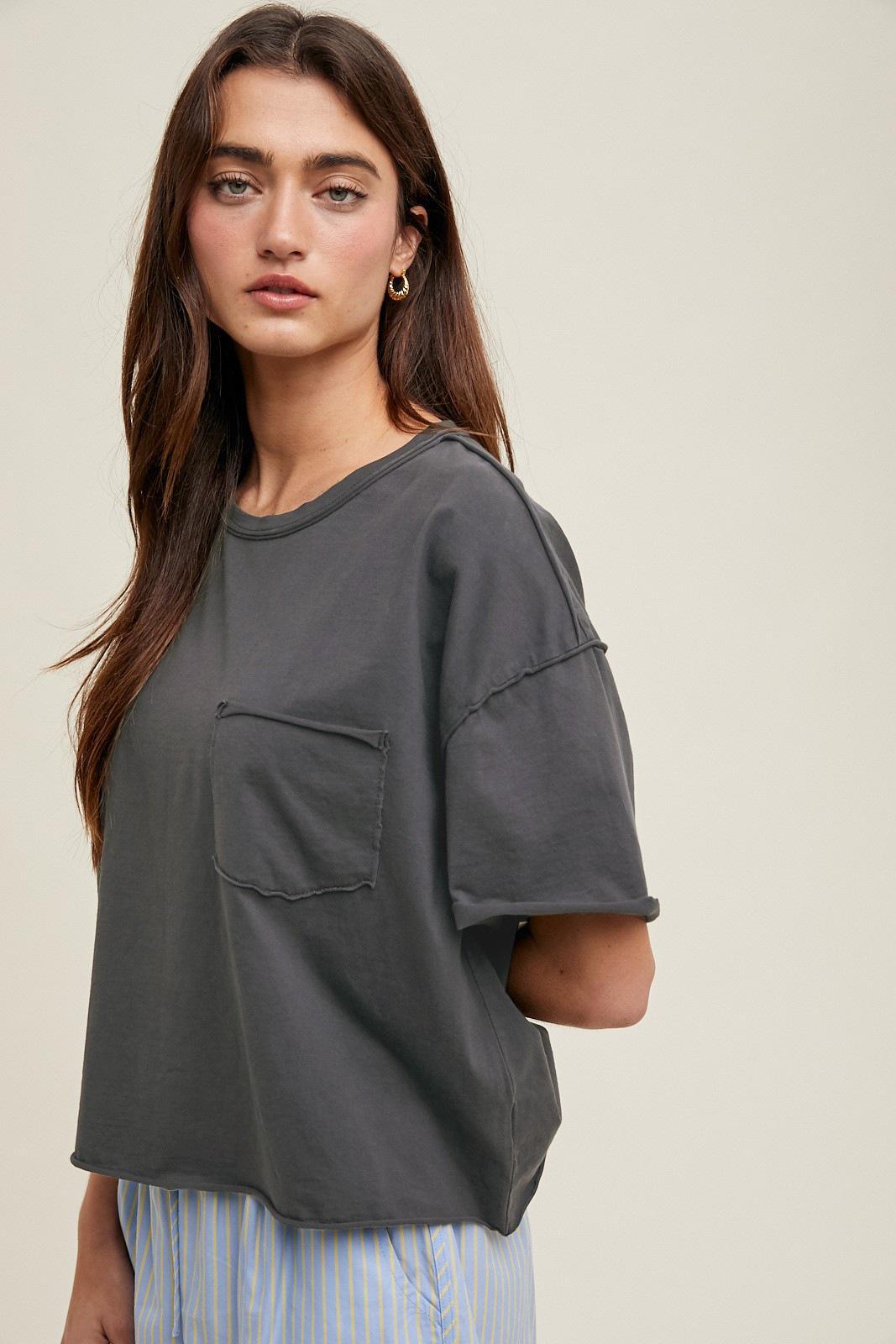 Charcoal Relaxed Knit Top