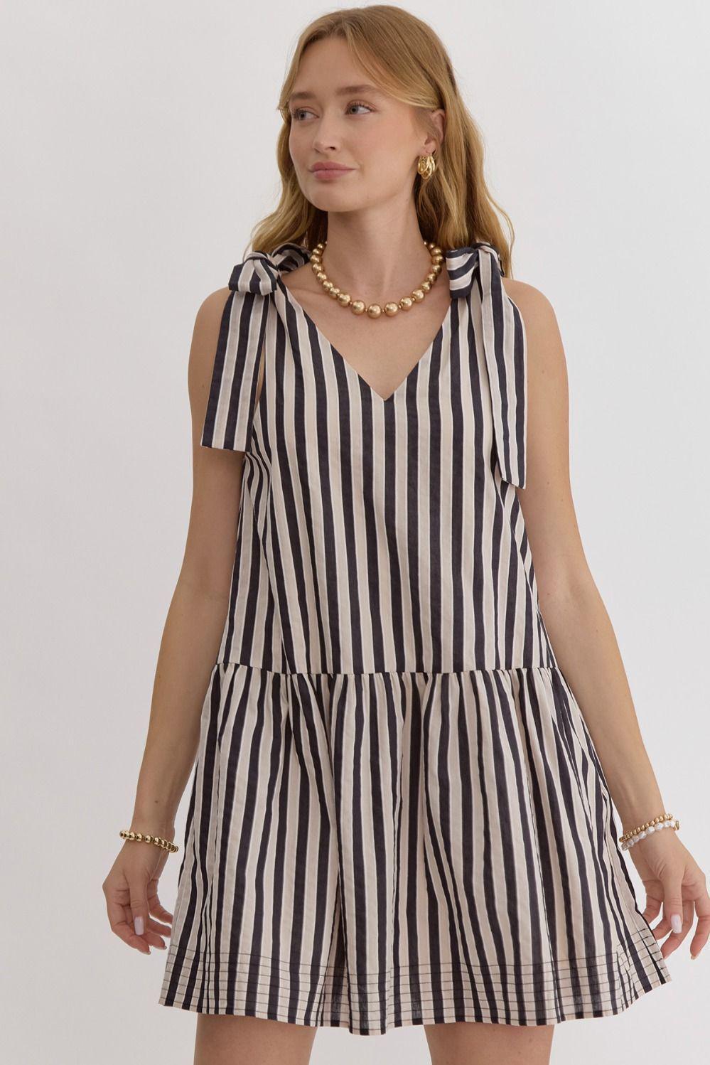 Black Striped Mini with Pockets