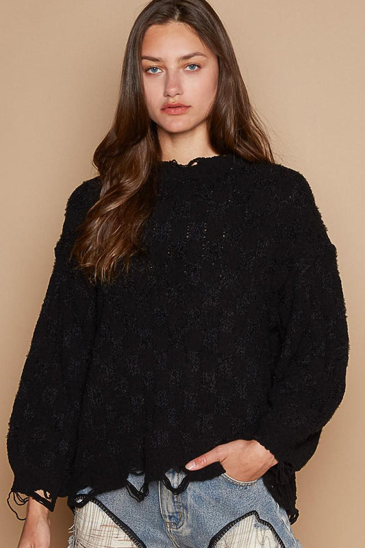 Black Oversized Chenille Sweater