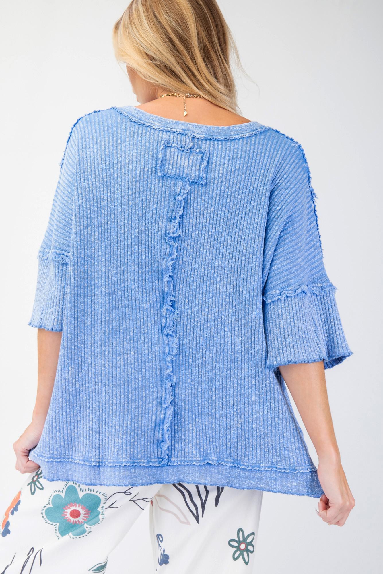 Peri Blue Thermal Knit Top