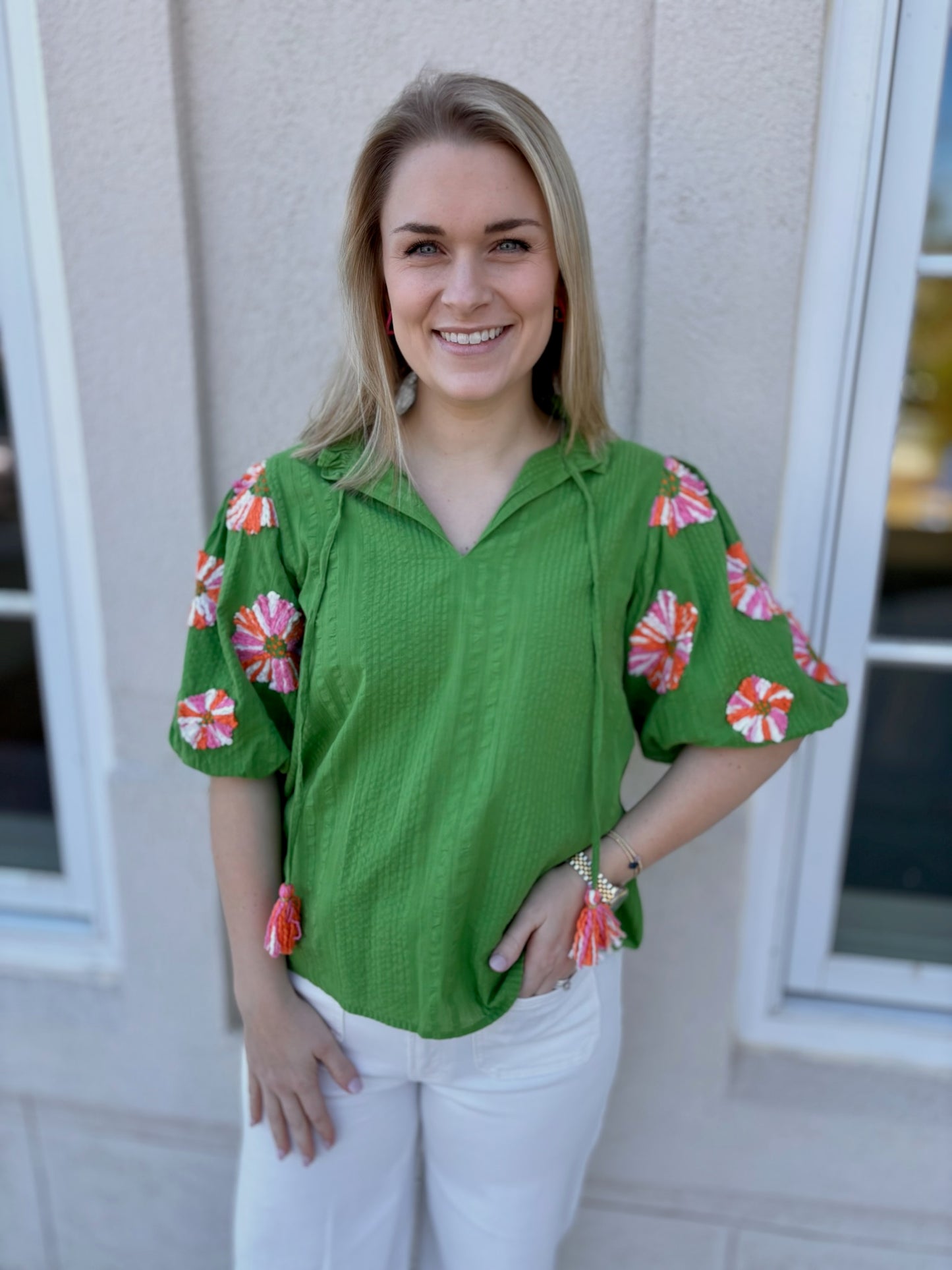 Green Hand Embroidered Top