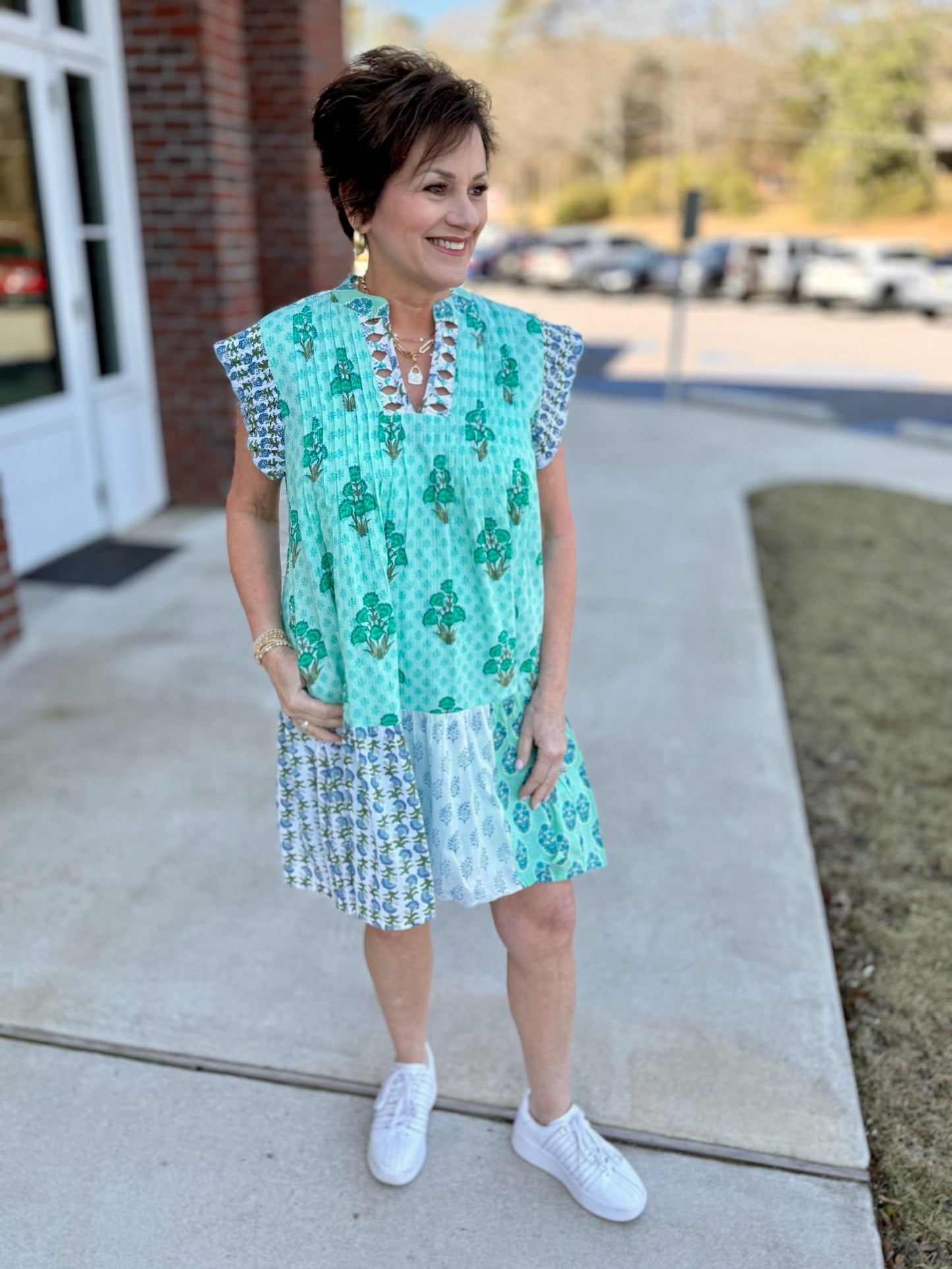 Aqua Multi Print Dress