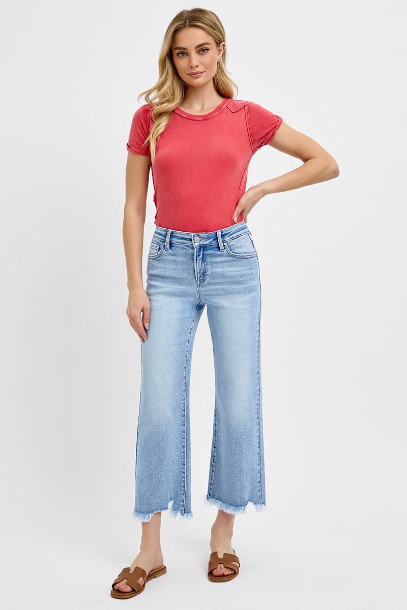 Light Mid Rise Crop Straight Jean