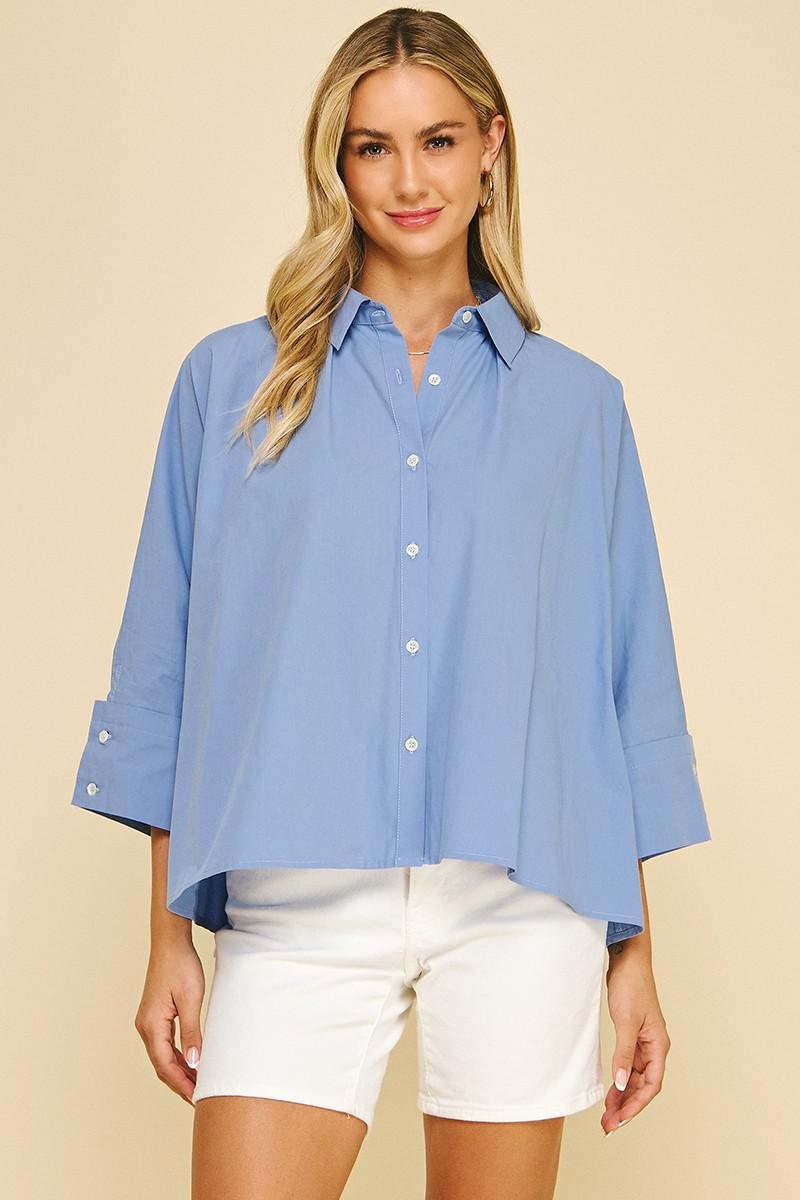 Blue Comfy Button Down Shirt