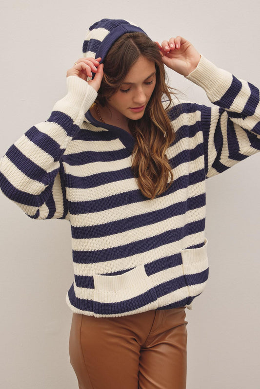 Navy and Cream Cozy Stripe Sweater