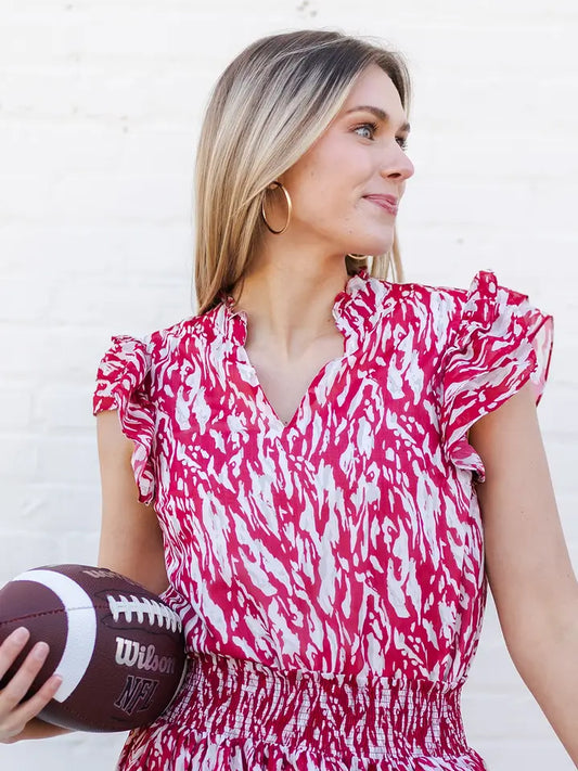 Tiger Tail Crimson and White top