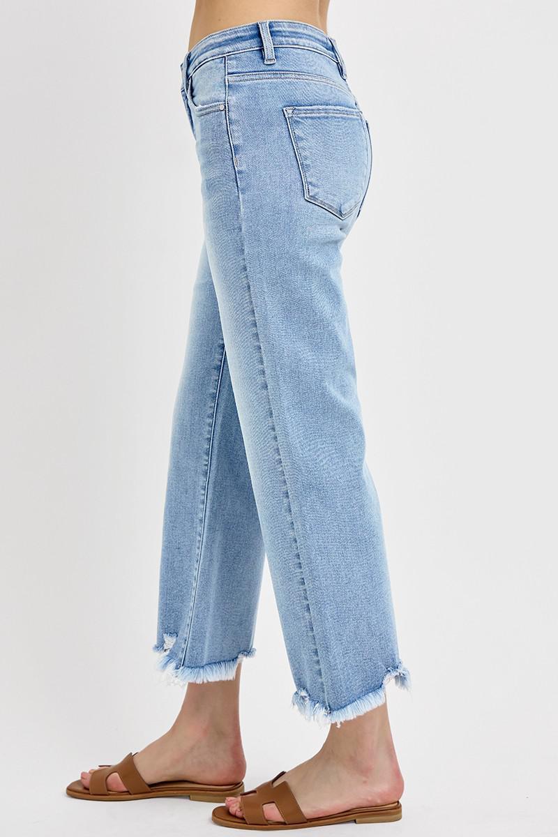 Light Mid Rise Crop Straight Jean