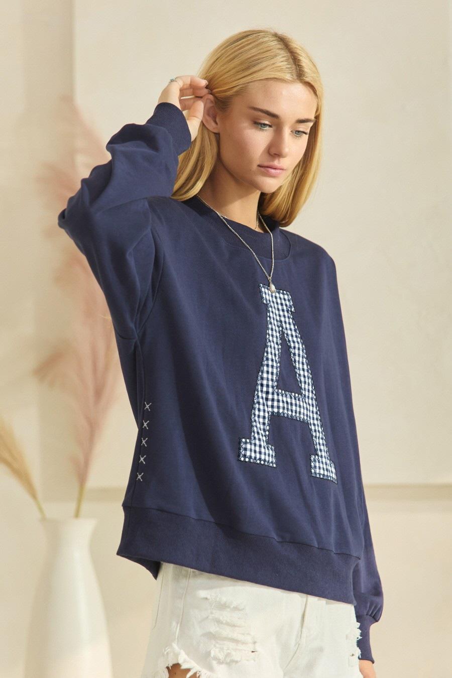 Navy and White "A" Gameday Sweatshirt