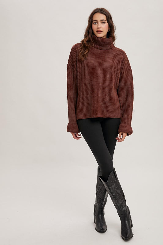 Mocha Turtleneck Oversized Knit Sweater