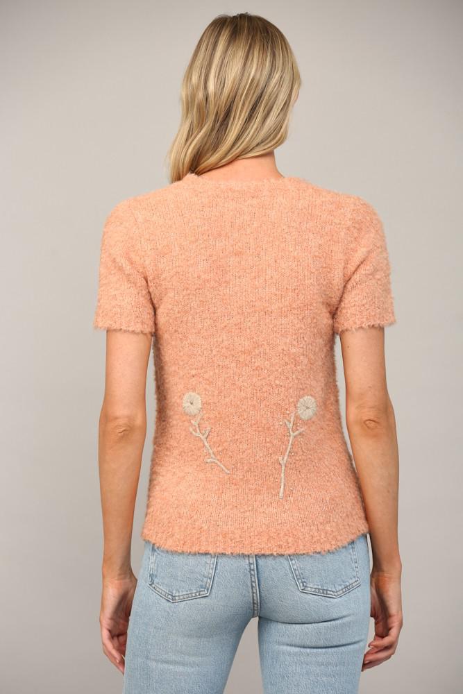 Sherbet Orange Embroidered Sweater