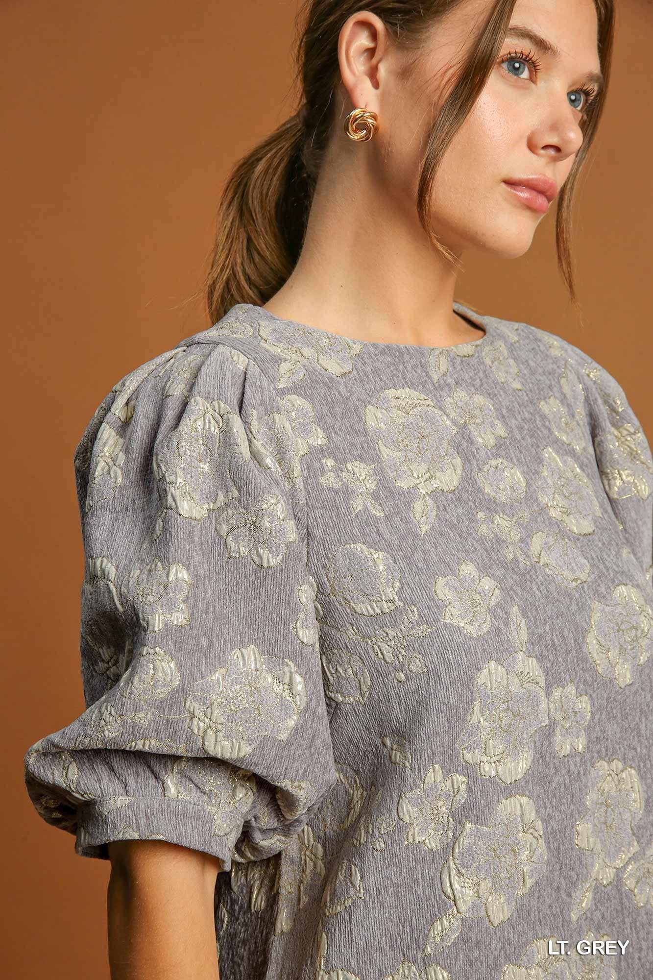 Light Grey Floral Jacquard Mini