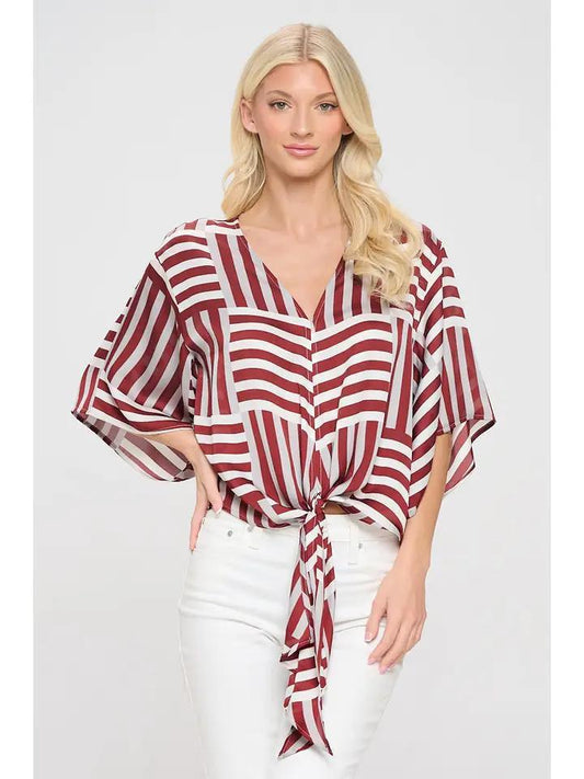 Crimson Stripes Gigi top