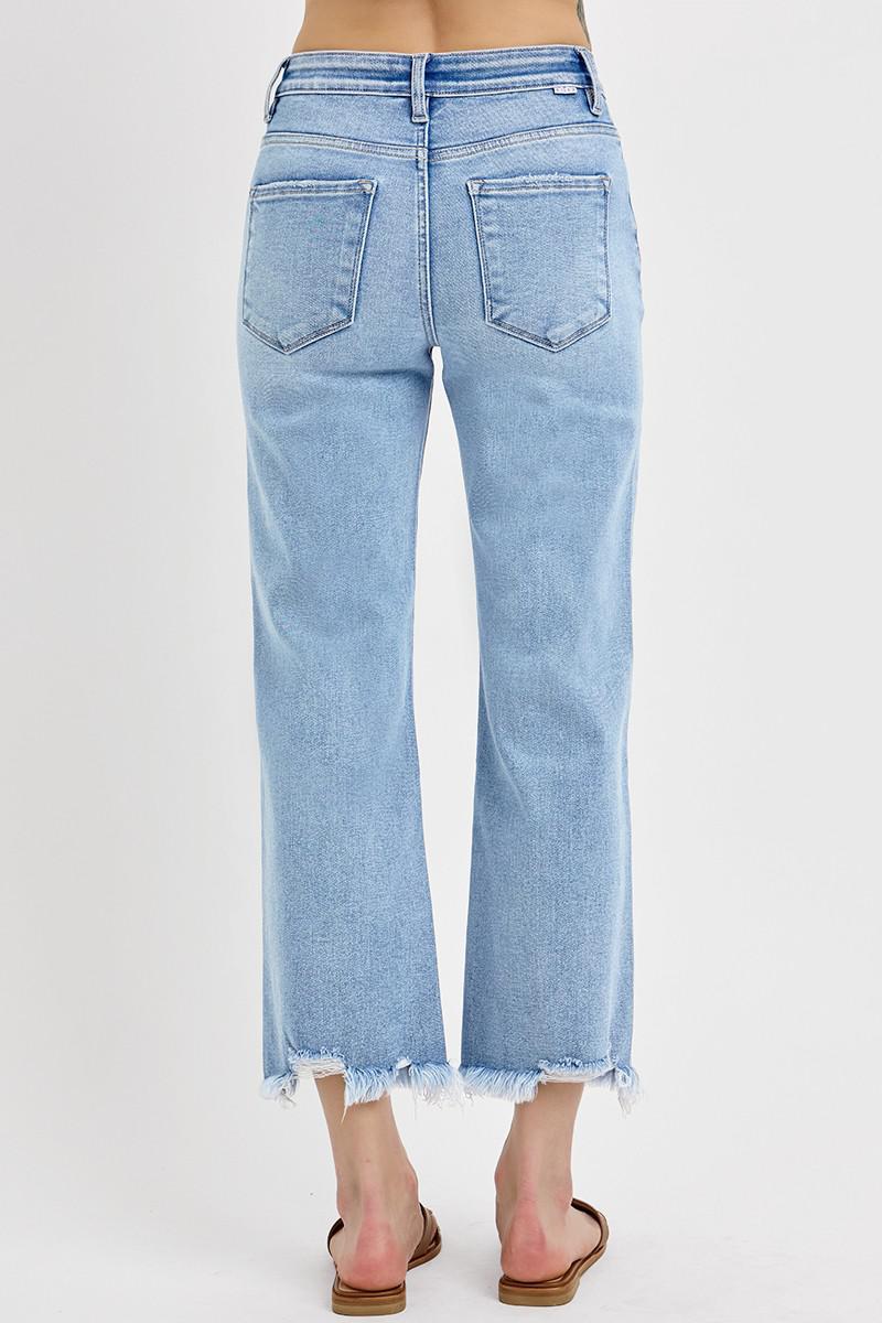 Light Mid Rise Crop Straight Jean