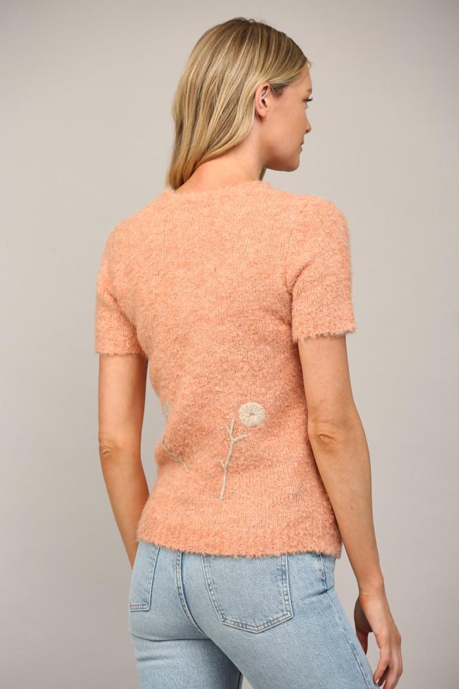 Sherbet Orange Embroidered Sweater