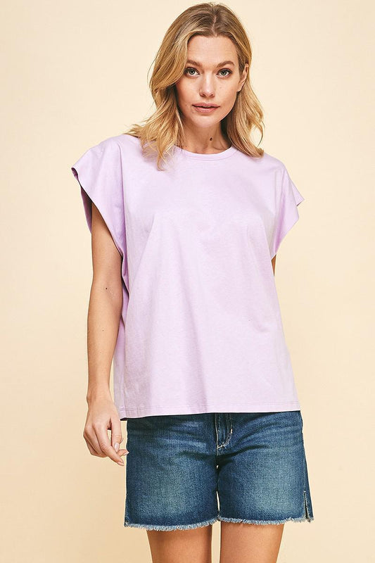 Lavender Knit Dropped Shoulder Tee